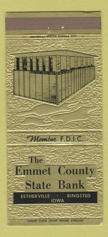 Matchbook Cover - Emmet County State Bank Esterville Ringsted IA 30 Strike