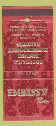 Matchbook Cover - Embassy Room Stuido City CA 30 Strike