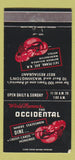 Matchbook Cover - Occidental Restaurant lobster Washington DC 30 Strike