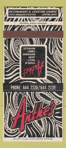 Matchbook Cover - Anthe's Restaurant Akron OH 30 Strike