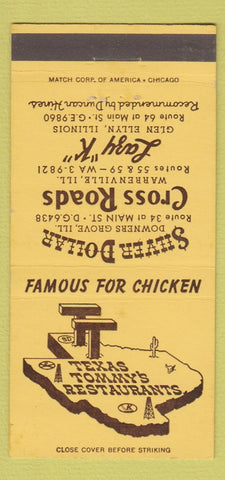 Matchbook Cover Texas Tommy's Warrenville Downers Grove Glen Ellyn IL 30 Strike