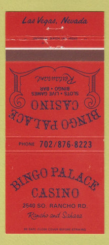 Matchbook Cover - Bingo Palace Casino Las Vegas NV 30 Strike