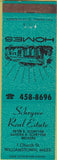 Matchbook Cover - Schryver Real Estate Williamstown MA turquoise