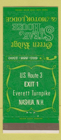 Matchbook Cover - Green Ridge Steak House Motor Lodge Nashua NH 30 Strike