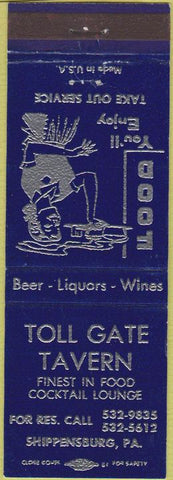 Matchbook Cover - Toll Gate Tavern Shippensburg PA girlie