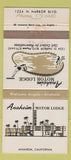 Matchbook Cover - Anaheim Motor Lodge CA girlie 30 Strike