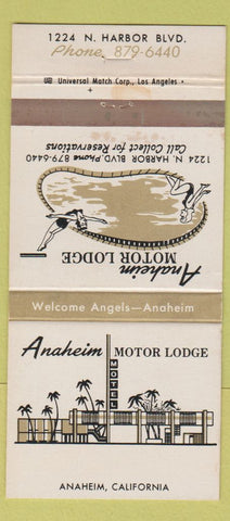 Matchbook Cover - Anaheim Motor Lodge CA girlie 30 Strike