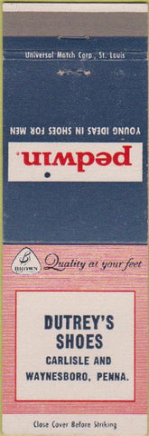 Matchbook Cover - Pedwin Shoes Dutrey's Shoes Carlisle Waynesboro PA