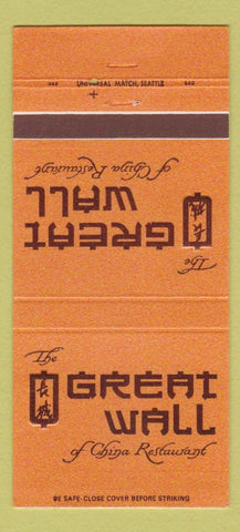 Matchbook Cover - Great Wall of China Restaurant Chinese Tacoma WA 30 Strike
