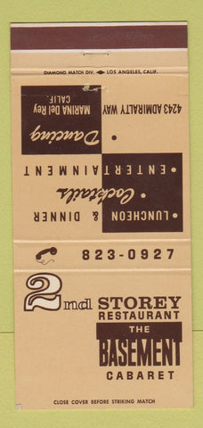 Matchbook Cover - 2nd Storey Restaurant Marina Del Rey CA Cabaret 30 Strike