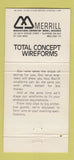 Matchbook Cover - Merrill Wire Forms Merrill WI 30 Strike