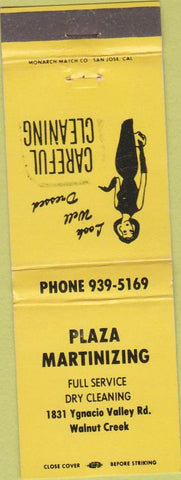 Matchbook Cover - Plaza Martinizing dry cleaning Walnut Creek CA girlie WEAR