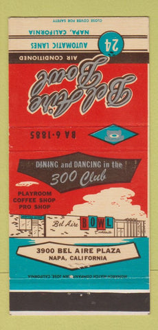 Matchbook Cover - Bel Aire Bowling Napa CA 30 Strike