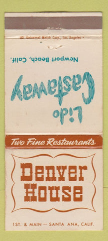 Matchbook Cover Denver House Castaway Newport Beach Santa Ana CA WEAR 30 Strike