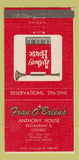 Matchbook Cover - Fran O'Brien's Anthony House Washington DC WEAR 30 Strike