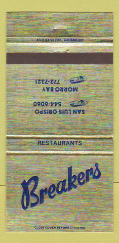 Matchbook Cover - Breakers Restaurants Morro Bay San Luis Obispo CA 30 Strike