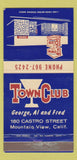 Matchbook Cover - Town Club Mountain View CA 30 Strike