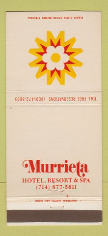 Matchbook Cover - Murietta Hotel Resort CA #1 30 Strike