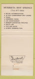 Matchbook Cover - Murietta Hotel Resort CA #1 30 Strike