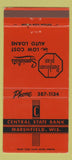 Matchbook Cover - Central State Bank Marshfield WI 30 Strike