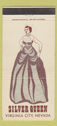 Matchbook Cover - Silver Queen Casino Virginia City NV girlie 30 Strike