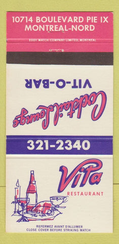 Matchbook Cover - Vita Restaurant Montreal QC 30 Strike
