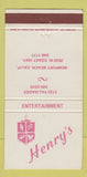 Matchbook Cover - Henry's Restaurant Newport Beach CA 30 Strike
