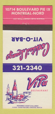 Matchbook Cover - Vita Restaurant Montreal QC 30 Strike