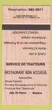 Matchbook Cover - Restaurant Bon Accueuil Matane QC 30 Strike