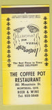 Matchbook Cover - Coffee Pot Restaurant Montreal QC pizza YELLOW 30 Strike