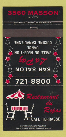 Matchbook Cover - Restaurant Au Repos Cafe Terrasse  30 Strike
