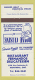 Matchbook Cover - Restaurant Fernandos Deli Montreal QC 30 Strike