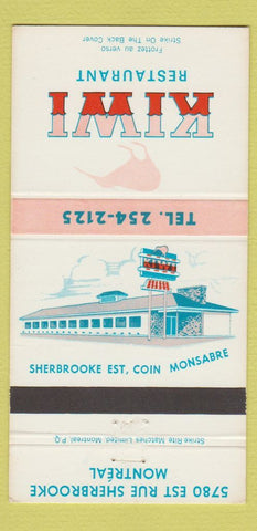 Matchbook Cover - Kiwi Restaurant Montreal QC 30 Strike
