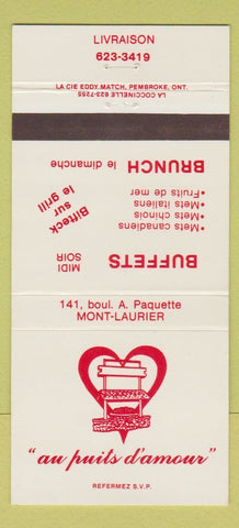 Matchbook Cover - Au Puits D'Amor Mont Laurier QC 30 Strike