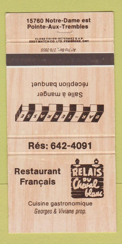 Matchbook Cover - Restaurant Francais Pointe Aux Trembles QC 30 Strike