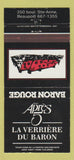 Matchbook Cover - Bar Apres 5 La Verriere Du Baron Beauport QC 30 Strike