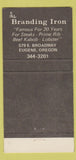 Matchbook Cover - Branding Iron Charcoal Broiler Eugene OR WEAR 30 Strike