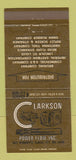 Matchbook Cover - Clarkson Power Flow Kansas City MO 30 Strike