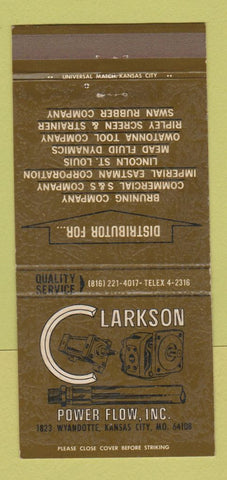 Matchbook Cover - Clarkson Power Flow Kansas City MO 30 Strike
