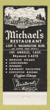 Matchbook Cover - Michael's Restaurant Los Angeles CA 30 Strike