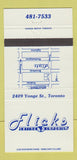 Matchbook Cover - Flicks Eating Emporium Toronto ON 30 Strike