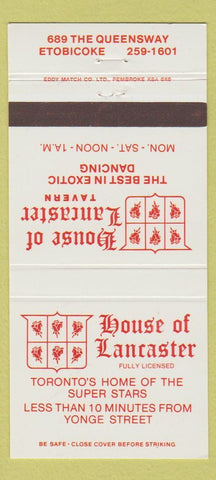Matchbook Cover - House of Lancaster Etobicoke ON 30 Strike
