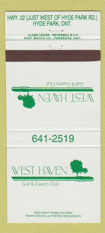 Matchbook Cover - West Haven Golf Country Club Hyde Park ON 30 Strike