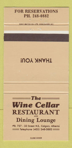 Matchbook Cover - Wine Cellar Restaurant Calgary AB 30 Strike