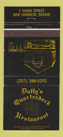 Matchbook Cover - Duffy's Quarterdeck Restaurant Bar Harbor ME 30 Strike