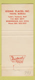 Matchbook Cover - Going Places Travel Bureau Birmingham AL WEAR 30 Strike