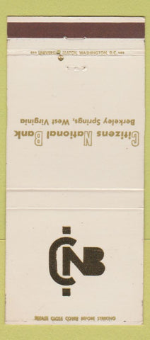 Matchbook Cover - Citizens National Bank Berkeley Springs WV 30 Strike