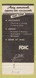 Matchbook Cover - Citizens National Bank Berkeley Springs WV 30 Strike