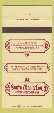 Matchbook Cover - Santa Maria Inn CA 30 Strike