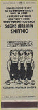 Matchbook Cover - Collins Muffler shops Fort Collins Greeley CO blue